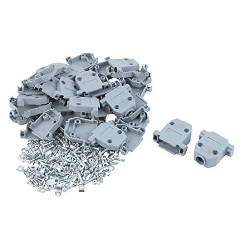 Image of sourcing map 20 Pcs DB15 Connector Housing Gray Plastic Hood for D Sub DB-15 Connectors with Screws