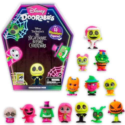 Image of Nightmare Before Christmas Doorables Collection Peek - SDCC Exclusive 13 Blacklight Doorables Collectible Figures Featuring Jack Skellington, Sally, Zero, More | Nightmare Before Christmas Mini Figure