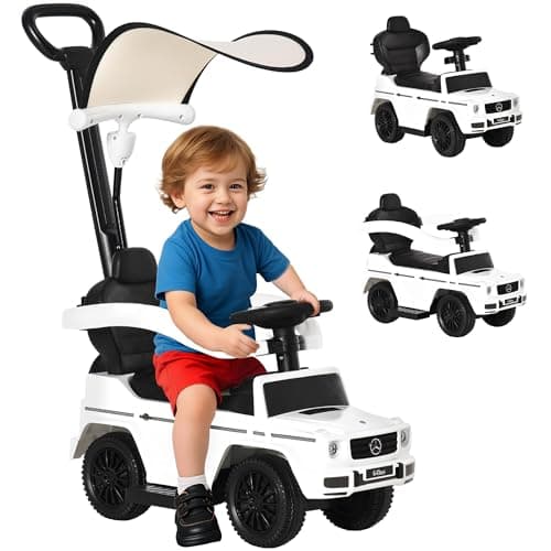 Image of HOMCOM 3 in 1 Kids Children Ride on Push Car Toddler Sliding Car G350 Licensed Walker Foot to Floor Slider Push-Along with Horn Steering Wheel NO POWER Manual, White