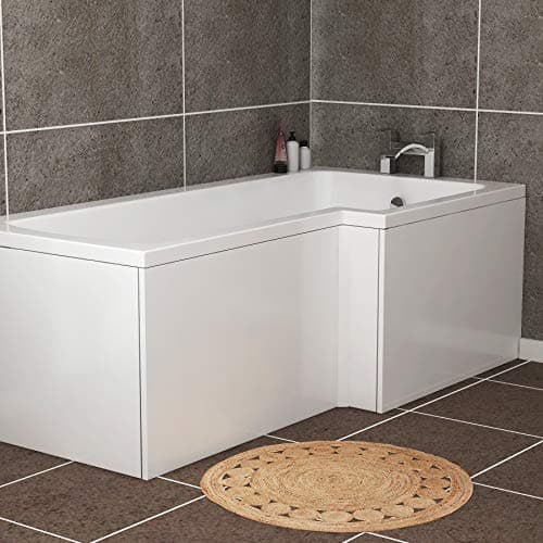 Image of 1600 x 540mm L-Shape Shower Bath Front Panel Gloss White Modern Bathroom