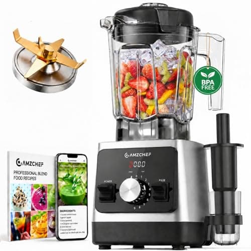 Image of AMZCHEF 1800W High Speed Jug Blender, 2L BPA-Free Tritan Smoothie Blender for Ice Crushing & Frozen Fruit, Countertop Blender & Smoothie Maker with 5 Preset Programmes & 9 Speeds for Shakes & Soups