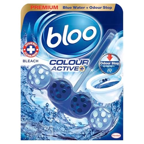 Image of Bloo Colour Active Toilet Rim Block Bleach with Anti-Limescale, Cleaning Foam, Dirt Protection and Extra Freshness with Bloo Odour-Stop Technology