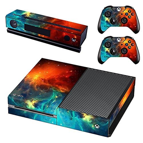 Image of DOTBUY Vinyl Decal Full Body Skin Sticker For Microsoft Xbox One Console And 2 Controllers And Kinect 2.0 (Starry Blue-Orange)