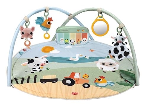 Image of Tiny Love Dynamic Gymini, Farm‑Themed Developmental Activity Gym, Adjustable Arches, Electronic kick & tap Piano, Tummy time Mirror, Hanging Toys, 20 Engaging Activities, Farmers Funday