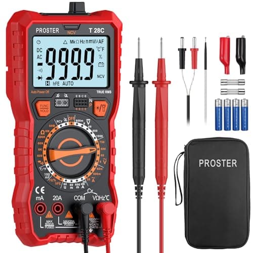 Image of Proster Digital Multimeter TRMS 6000 Counts - Multi Meters Electrical with AC/DC Voltage Current, NCV, Capacitance, Frequency, Temperature, Diode, HFE, Infrared Test with Alligator Clips Cloth Bag