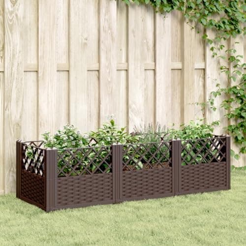 Image of Arborthrum Garden Planter Garden Raised Bed Planter Box Outdoor Flower Pot for Growing Flowers, Vegetables, Plants, Herbs with Pegs Brown 123.5x43.5x43.5 cm PP