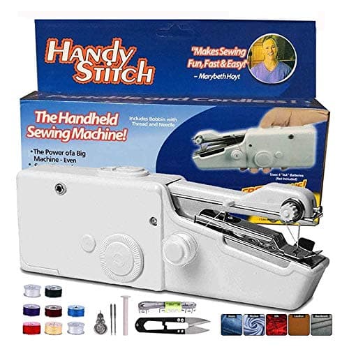Image of Mini Portable Hand Stitching Machine, MSDADA Magic Stitch Fabric Sewing Kit, Mini Handheld Sewing Machine for Curtains, Fabric, Kids Cloth, Crafts and Home Travel