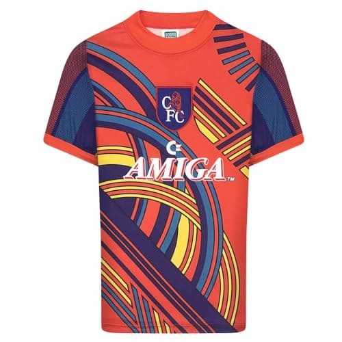 Image of Score Draw Chelsea 1994 Away Retro Goalkeeper Shirt Orange Medium Polyester