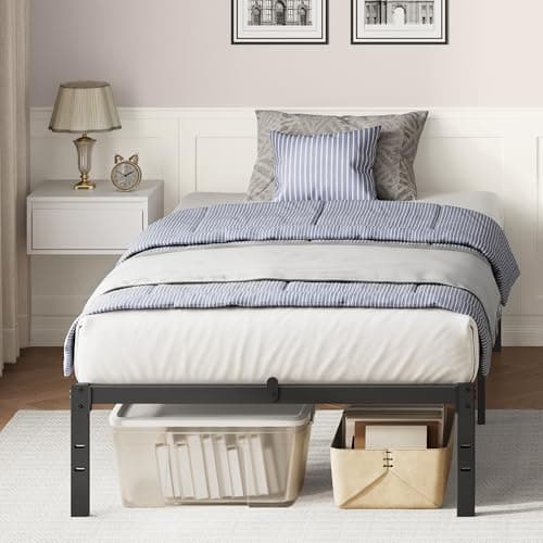 Image of VASAGLE Single Metal Bed Frame, 90 x 190 cm, Under-Bed Space, Modern Style, for Guest Room, Easy Assembly, Ink Black RMB131B01