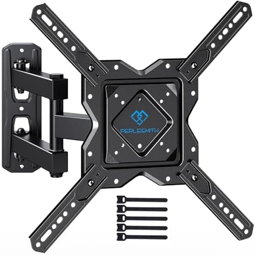 Image of PERLESMITH TV Wall Bracket for 26-60 inch TVs, Swivel Tilt Extend Wall Mount for Flat & Curved TV up to 35kg, Max.VESA 400x400mm