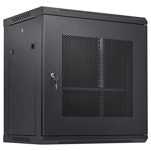 Image of VEVOR 12U Wall Mount Network Server Cabinet, 15.5'' Deep, Server Rack Cabinet Enclosure, 200 lbs Max. Ground-mounted Load Capacity, with Locking Door Side Panels, for IT Equipment, A/V Devices