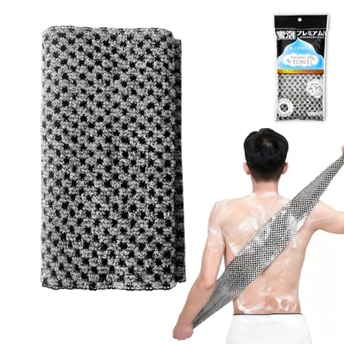 Image of Solihigh 1Pcs Exfoliating Shower Towel – Japanese Back Scrubber for Adults, Extra Long Exfoliating Body Scrubber Washcloth for Scrubbing,Cleaning and Dead Skin Removal(Black)