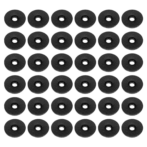 Image of PATIKIL 10mm Leather Washers, 100pcs Leather Handle Washers Leather Spacer Cushion Washers 1.5 mm Thick Round for Knife Handle Hammer Hatchet Badge Bicycle Seat Crafts, Black
