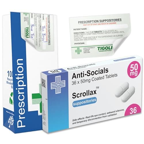 Image of Funny Prescription Box Gift Set – Novelty Gag Gift with Realistic Pill Box, Prescription Bag & Sticker – Unique Joke Present for Friends, Birthdays, Office Parties & Secret Santa (Anti-Socials)