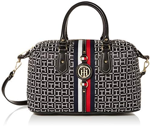 Image of Tommy Hilfiger Women’s Jaden Satchel Crossbody Bag, Black/White, One Size, Jaden Satchel Crossbody Bag
