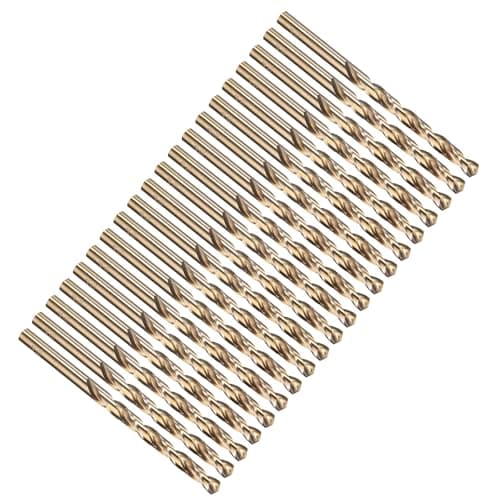Image of PATIKIL 6mm Drill Bit 15/64", M35 Cobalt 5% High-Speed Steel Jobber Straight Shank 135° Gold Finish for Stainless Steel Hard Metal - 20 Pack