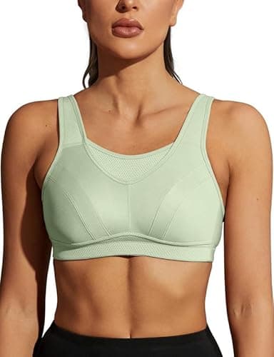 Image of WingsLove Women's Shock Absorber Sports Bra High Impact High Support Adjustable for Large Breasts(Green,34B)