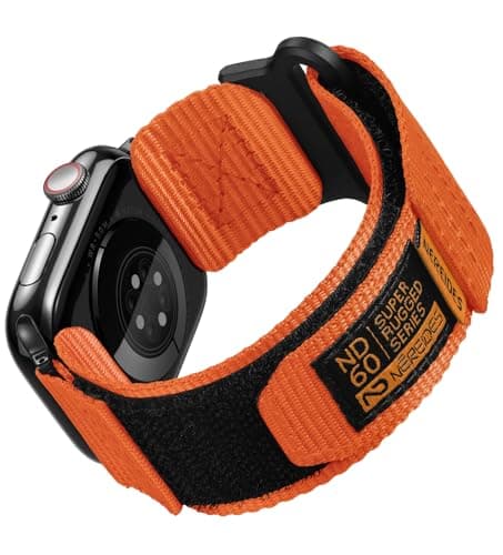 Image of Nereides Compatible with Apple Watch Straps Series 11 10 9 8 7 6 5 4 3 2 1 SE SE2 SE3, Nylon Sport Replacement Band for iWatch Strap 42mm 41mm 40mm 38mm (Orange)