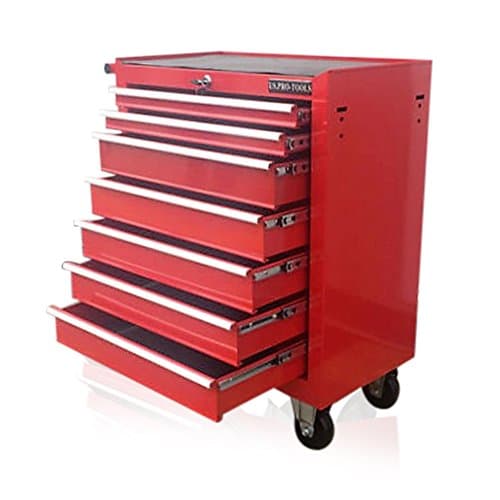 Image of US PRO RED TOOLS AFFORDABLE STEEL CHEST TOOL BOX ROLLER CABINET 7 DRAWERS