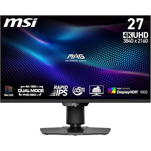 Image of MS MAG 274UPDF E16M 27-Inch 4K UHD Gaming Monitor, 3840 x 2160 Rapid IPS, 0.5ms, DisplayHDR 1000, Mini-LED, Dual-Mode, HDMI 2.1, DP 1.4a, USB C (15WPD), Tilt/Height Adjustable, Black