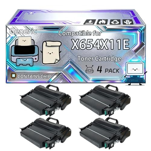 Image of X654X11E Toner Cartridge Compatible for Lexmark X654DE X654 X656DTE X656 X658DFE X658DME X658DTFE X658DTME X658 Printers, With Chip, 46000 Pages, Vibrant Colours (4 Pack Black)