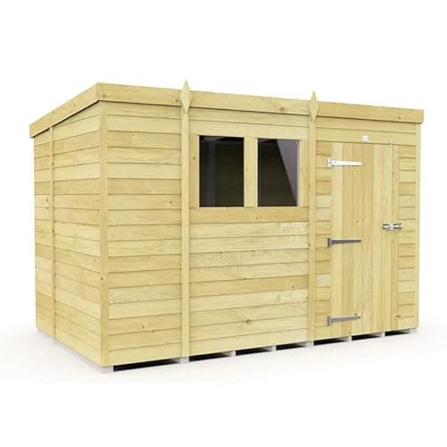 Image of Buttercup Farm 11 x 7 Feet Pent Shed - Single Door With Windows - Wood - L214 x W329 x H201 cm