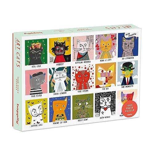 Image of Art Cats 1000 Piece Jigsaw Puzzle for Adults | Premium 100% Recycled Board | 1000 Piece Cat Jigsaw Puzzle | Gift for Cat Lovers | Happily Puzzles