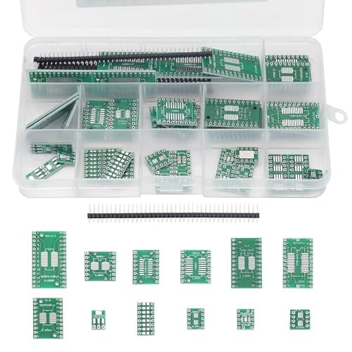Image of PENGLIN 12 Types SMD to DIP Adapter PCB Proto Board Kit SOP8 SOP10 DFN10 SOP14 SOP16 SOP20 SOP24 SOP28 SOP89/SOT223 SMT 0402/0603/0805 SOP24 with 10pcs 2.54mm Pin Header