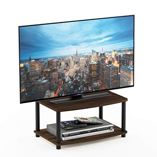 Image of Furinno TURN-N-TUBE TV Riser Stand, 2-Tier Small Elevated No Tools TV Stand, TV Console for TV up to 32 inch, 15.8 x 23.8 x 11, for Living Room, Bedroom, Columbia Walnut