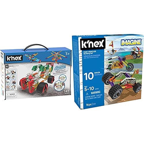 Image of K'Nex Beginner 40 Model Building Set, Educational Toys, 141 Piece, Toys for Children Aged 5 + & Imagine 45510 10 Model Beginner Fun Fast Vehicles Building Set, 96 Piece, Aged 5 +