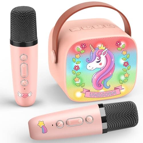 Image of Dislocati Unicorn Gifts for girls, Kids Birthday Presents, Wireless Bluetooth Speaker Karaoke Machine with 2 microphones