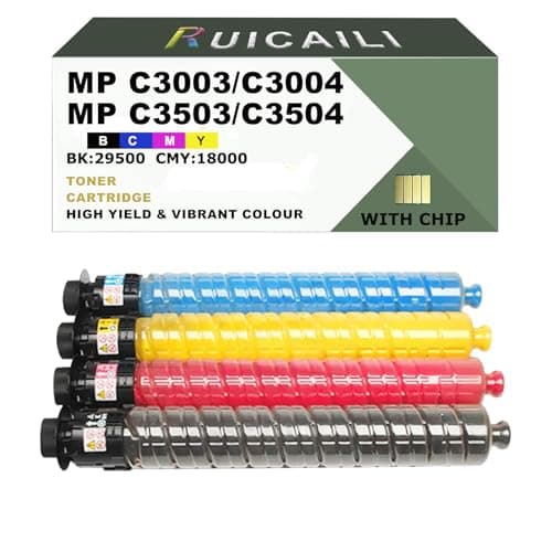 Image of RUICAILI MP C3003 Compatible 841817 841820 841819 841818 Toner Cartridge Replacement Work for Ricoh Aficio MP C3003SP MP C3503SP MP C3004SP MP C3504SP ... (4, Black Cyan Magenta Yellow)
