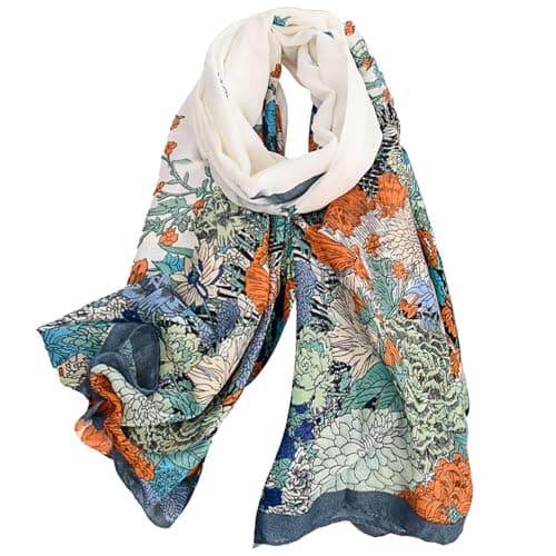 Image of MAIRY Scarfs Ladies Long 180cm x 85cm Floral Print Designer Scarf for Women Lightweight Printed Neck Scarves Shawl Wraps GB180438