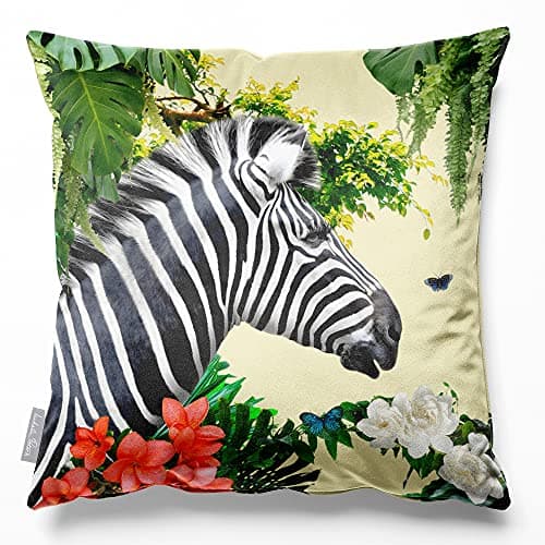 Image of Izabela Peters Cushions With Covers Included, Filled Cushion, Eco-Friendly Velvet Cushions, 45 cm, Zara's Zebra - Cream, Chair Cushions, Sofa Cushions, Seat Cushions, Large Cushions