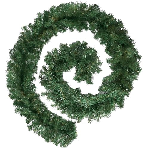 Image of Cuqoo 2.7m Christmas Garland – Extra Thick Artificial Green Pine Garland for Fireplace, Stairs, Doors & Mantle Décor – Realistic Indoor/Outdoor Xmas Holiday Decoration (Without Lights, 2.7M)