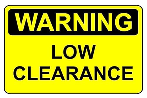 Image of Warning low clearance safety sign - 1mm flexible Plastic sign (200mm x 150mm)