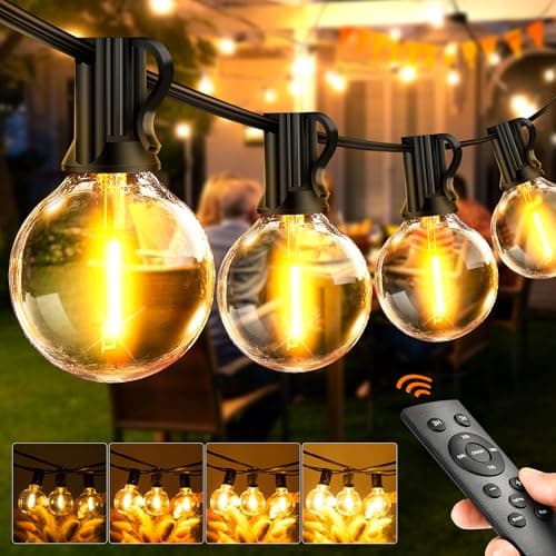 Image of Outdoor String Lights Garden 65Ft 20M LED Festoon Light Mains Powered with Remote Dimmable Timer Outside Light Waterproof G40 26+2 Bulbs Hanging Patio Lighting Party Wedding for Gazebo Pergola Balcony