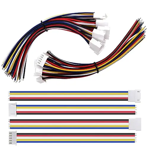 Image of Lyeteung 10 Pairs Mini Micro JST-XH 2.54 Plug Connector, JST 5 Pin Micro Electrical Male and Female Connector Plug Wire Cable, with 150mm 22AWG Wire
