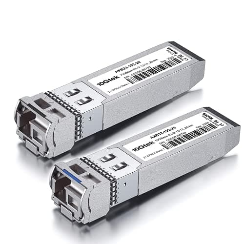 Image of 10Gtek a Pair of 10G SFP+ Bidi Transceiver, 10GBase-BIDI 1270nm/1330nm SMF, up to 10-20 km, Compatible with Cisco SFP-10G-BXD-I/SFP-10G-BXU-I, Ubiquiti UniFi, Mikrotik, Netgear, D-Link and More
