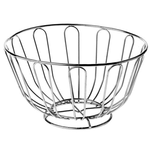 Image of Premier Housewares Chrome Round Fruit Basket | Contemporary Wire Fruit Bowl with Hygienic Raised Base | Stylish Kitchen Accessory for Fresh Fruit Storage