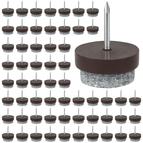 Image of Flintronic 60PCS Furniture Pads Floor Protectors, 20mm Diameter Chair Leg Floor Protectors, 5MM Thick Felt Pads for Furniture Feet with Easy Nail Installation, Non-Slip for Parquet Laminate (Brown)