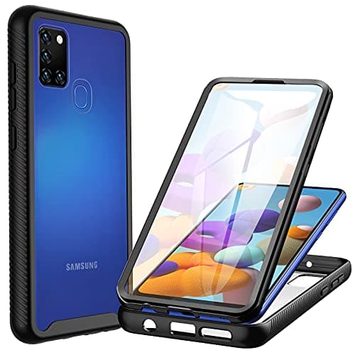 Image of CENHUFO for Samsung A21S Case Built-in Screen Protector, 360 Full Body Shockproof Military Grade Protective Rugged Bumper Phone Case for Samsung Galaxy A21S Case -Black