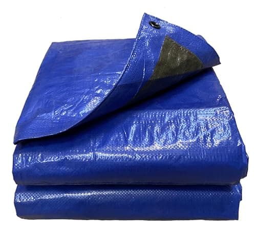 Image of Tarpaulins Direct 7.0m x 5.0m Heavy Duty 110gsm Blue/Green Tarpaulin Durable Waterproof Sheet Cover with Reinforcved Eyelets