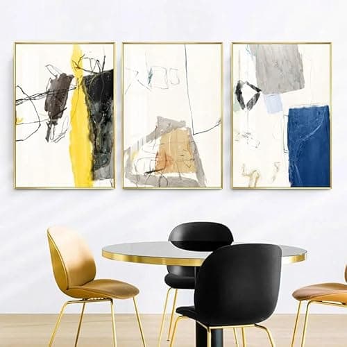 Image of WUHBCZ Abstract Multicolor Geometric Color Block Shape Wall Canvas Painting Modern Poster Print Art Picture For Living Room Bedroom Decoration-50 * 70cm*3pcs (Unframed)