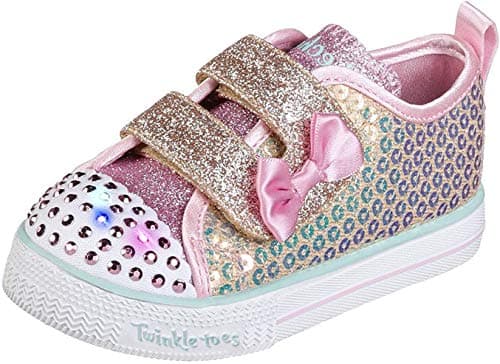 Image of Skechers Kids Girls' Shuffle LITE-Mini Mermaid Sneaker, Gold, 6.5 Medium US Toddler