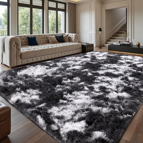 Image of Sour Lemon Rugs Living Room 160x230cm, Grey Area Rugs for Bedroom, Washable Anti Slip Extra Large Shaggy Soft Rug Fluffy Modern Floor Carpets Mat Beside Carpet for Kids Living Room