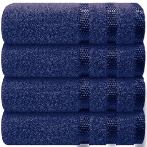 Image of Casabella Deluxe 4 Royal Hand Towels 100% Combed Cotton Super Quality Hand Towels for Kitchen (50X90 CM) Towels Set for Bathroom Hotel Gym