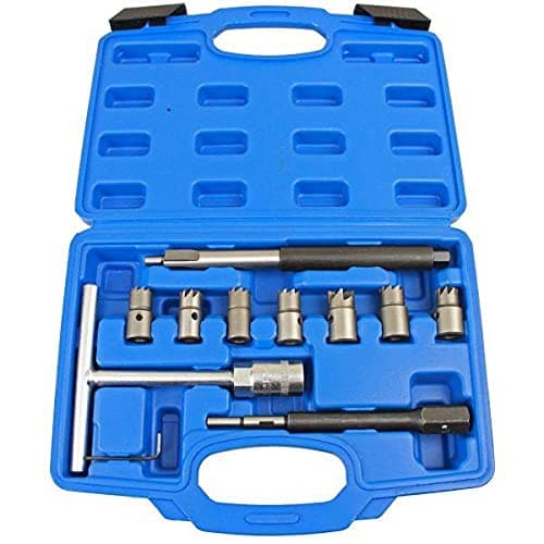 Image of US PRO Tools 10pc Diesel Injector Seat Cutter Tool Cleaner Set Universal Re-Face Score Kit 5598