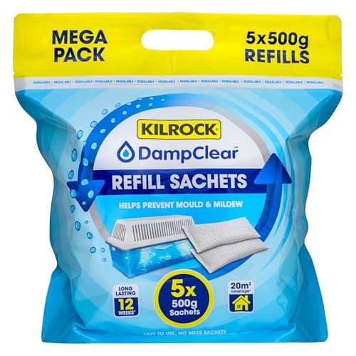 Image of Kilrock Damp Clear Moisture Trap Refill - Pack of 5 x 500 grams - Moisture Absorbers - for air quality, reduces damp odours & damage