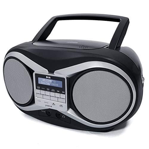 Image of Groov-e Portable CD Player with DAB/FM Digital Radio, 20 Preset Stations, 3.5mm AUX Input, Headphone Jack, LCD Display - Black